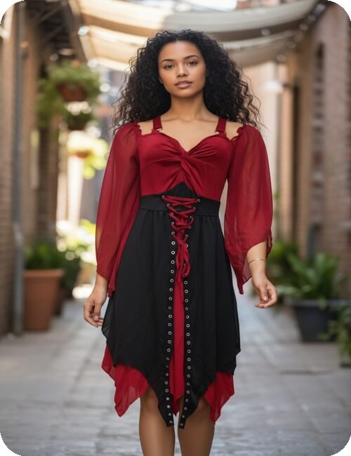 vestido-rojo-negro-elegante-mujer-costa-rica
