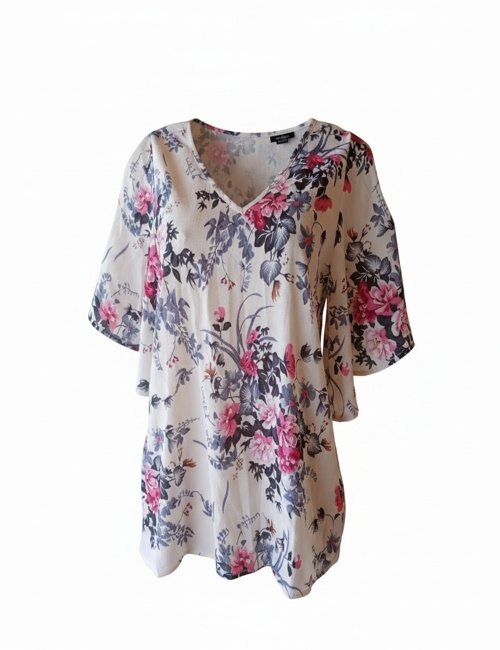 La blusa clásica cuello V estampado floral