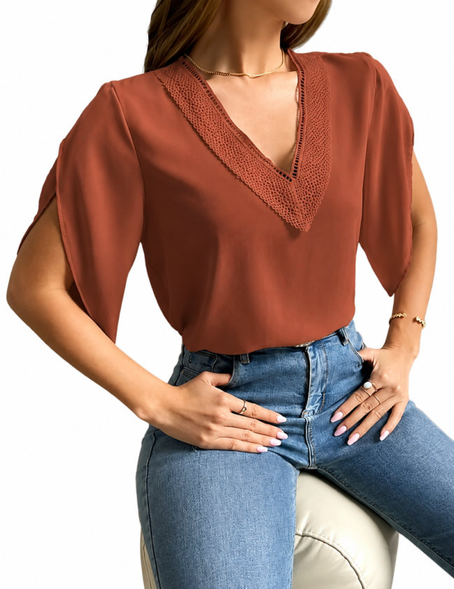 Blusa panel con encaje
