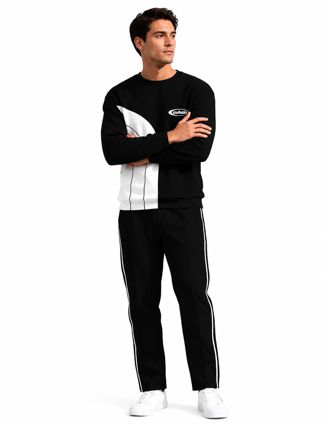 Buzo deportivo para hombre color negro con blanco